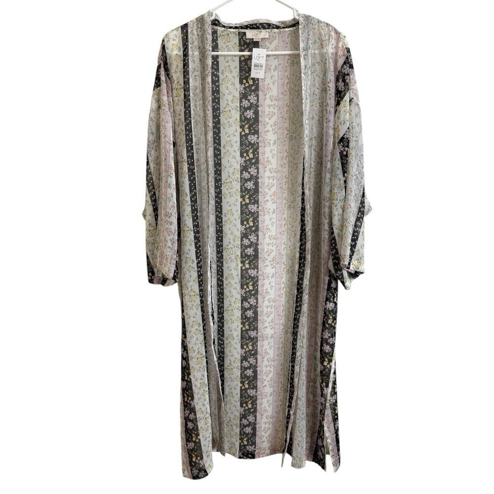 Ann Taylor Loft Womens Size XS/S Floral Open Front Tunic Kimono Cardigan Boho
